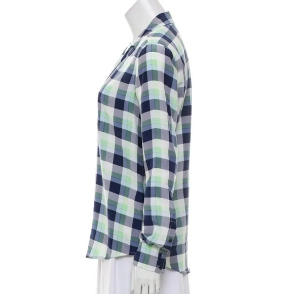 EQUIPMENT Silk Plaid Print Button-Up Top - Picture 2 of 3